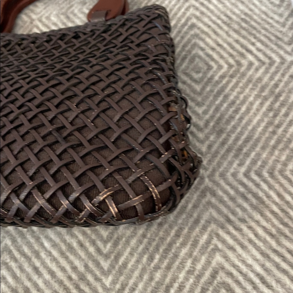Danier Leather Wicker Handbag with Wooden Handles - Picture 11 of 11